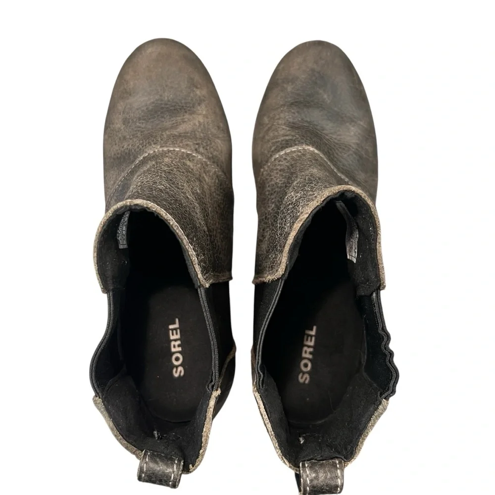SOREL Joan of Arctic Wedge II NL3346 Leather Ankle Bootie Black Women’s Size 8.5 - Picture 4 of 13
